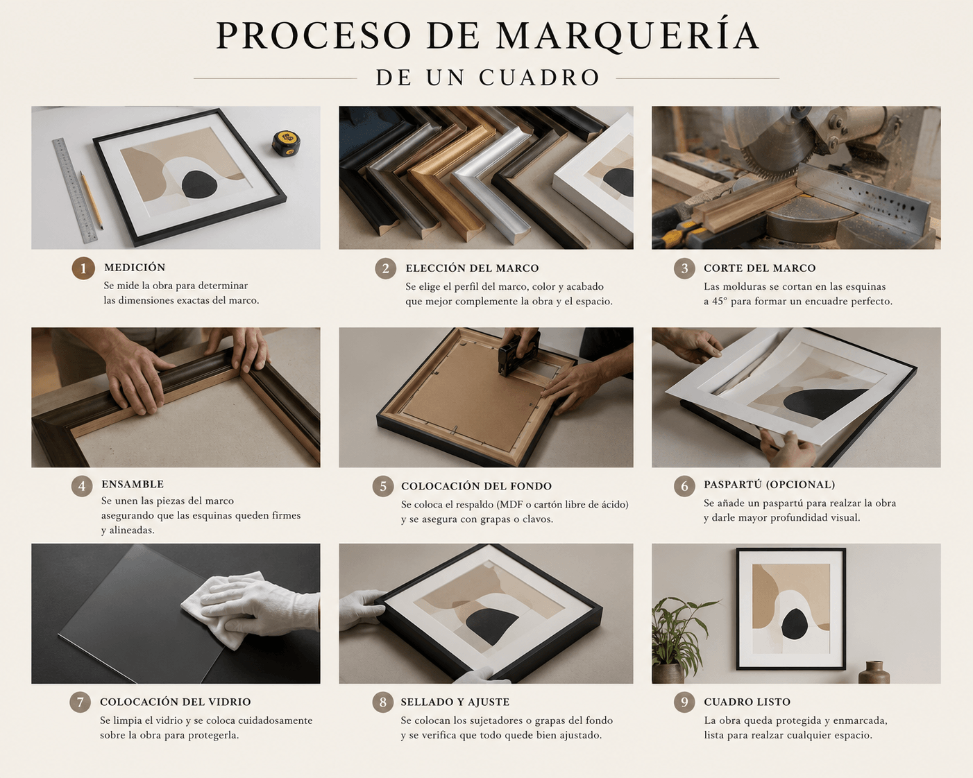 Proceso de marquetería de un cuadro Kadro, paso a paso